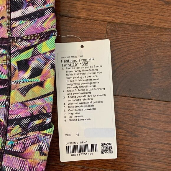 LULULEMON Size 6 Fast and Free Tight II 25" Seawheeze 2020 Super Sonic Alpine - Picture 10 of 11